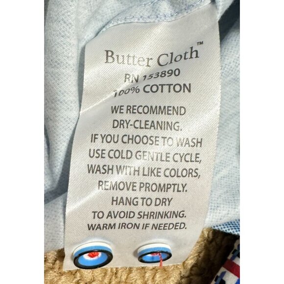 Butter Cloth Button Down Shirt 3XL Flip Cuff Long Sleeves Blue White Mens - Picture 6 of 7